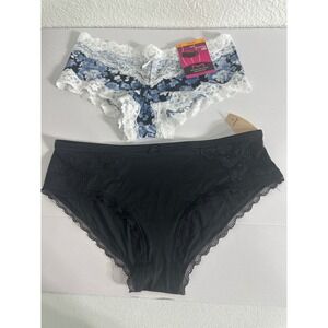 Victoria's Secret & Maidenform Lace Hipster Panty Set Black Blue Small 2pcs